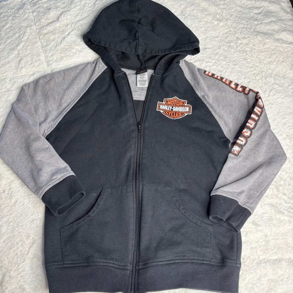 Harley-Davidson Kids Black and Gray Zip-Up Hoodie
